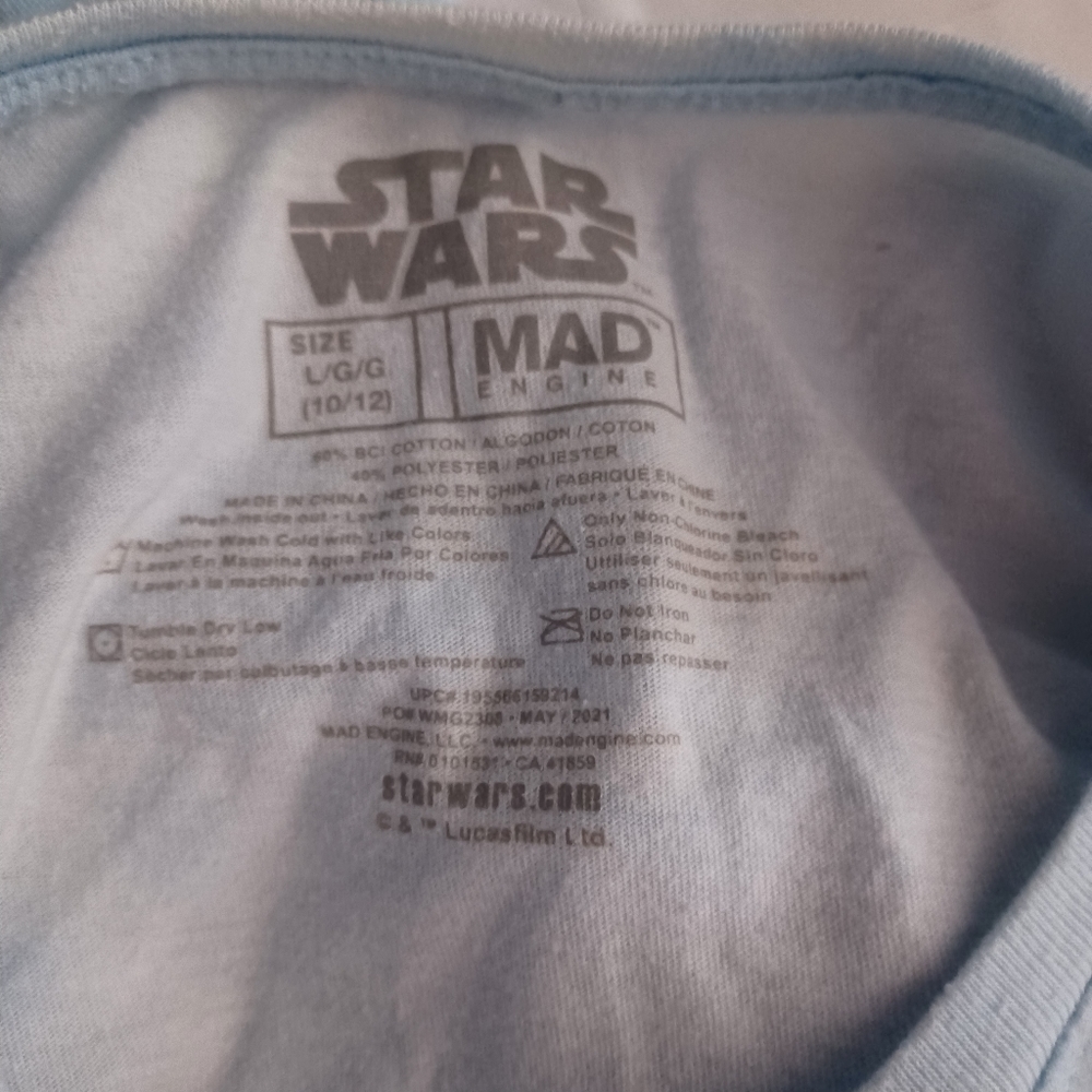 Star Wars Baby Yoda Kids Tie Dye Kids T-Shirt Blue Large 10-12 *LIGHT WEAR* - Picture 6 of 7